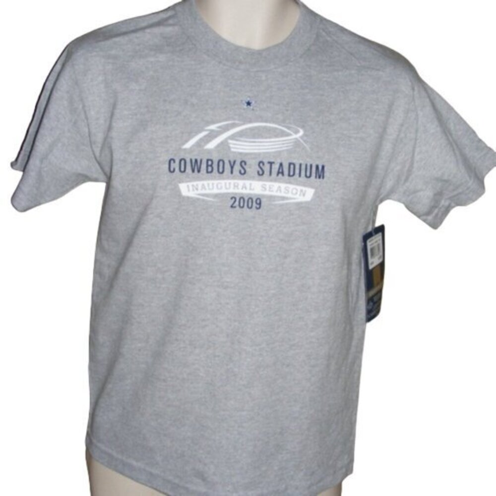 new DALLAS COWBOYS Stadium Tshirt Youth M, Gray SS, 2 sided, Hologram